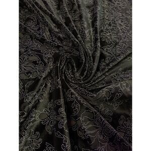 Black‎ Velvet Fabric 66"/60" Stretch Silver Glitter Damask Floral Sheer Sewing